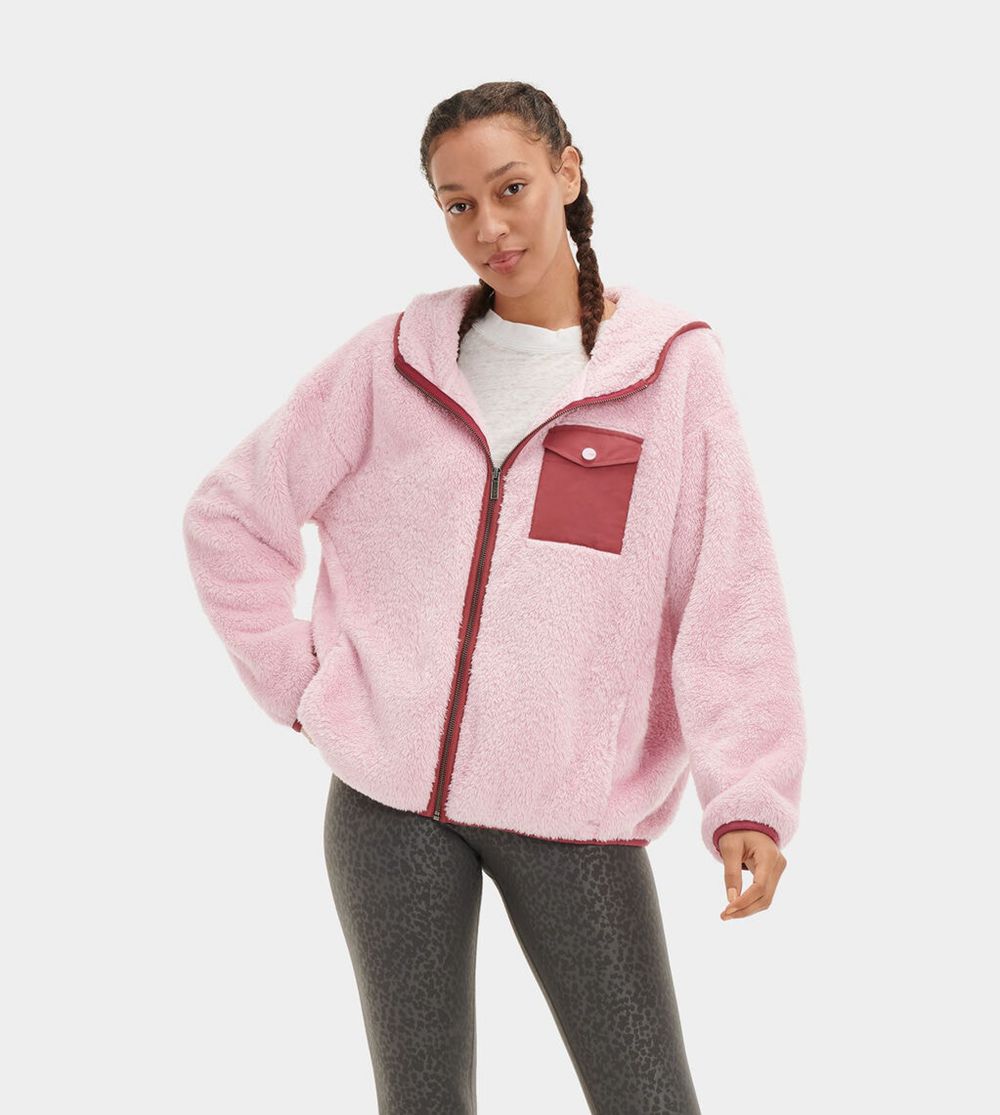 Ugg Kadence Sherpa - Womens Hoodie - Pink - NZ (8571CHYLN)